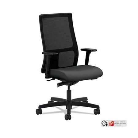 Hon iGNITION SERIES MESH MID-BACK WORK CHAIR, SUPPORTS UP TO 300 LBS., IRON ORE SEAT/BACK, BLACK BASE IW103CU19